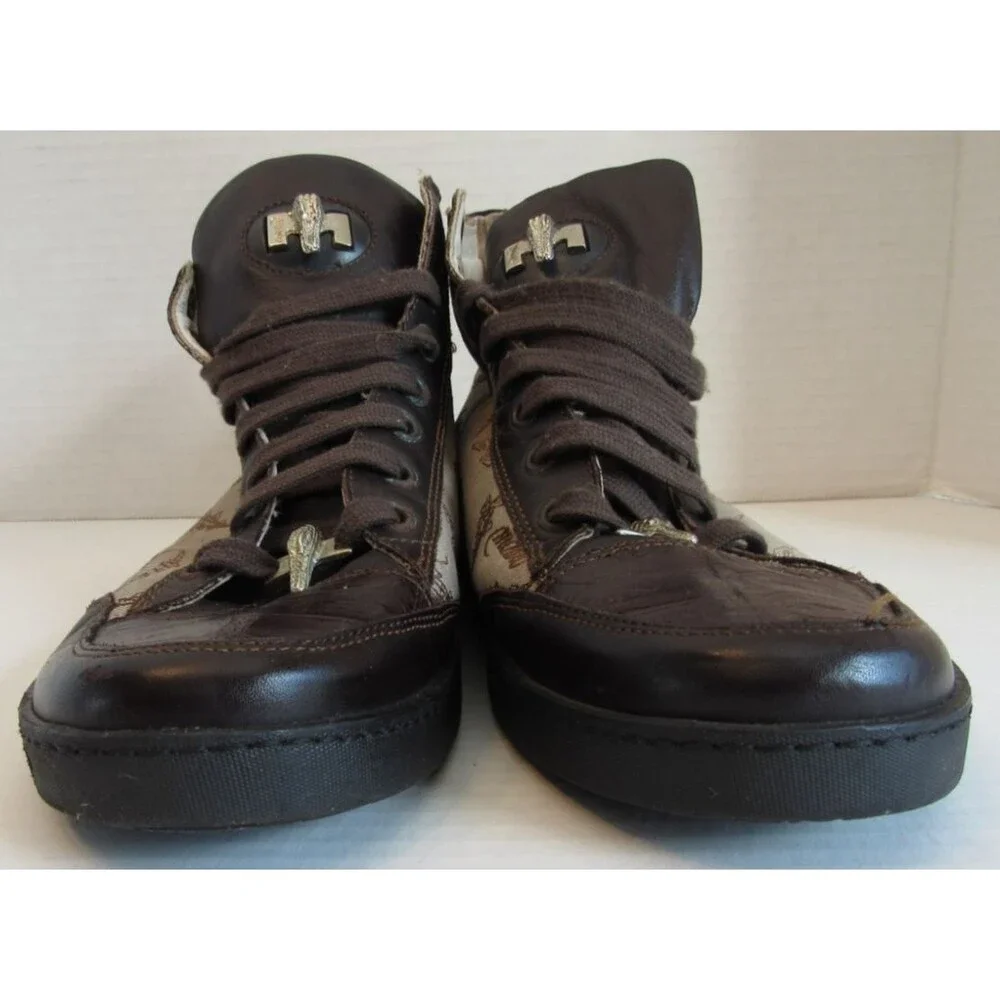 Mauri Brown Taupe Alligator Leather High Top Shoes 8835 Size 45 EU 11.5 US VTG